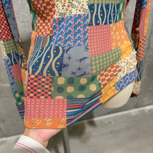 Load image into Gallery viewer, Orange Blue Rainbow Patterns Mesh Long Sleeve Top
