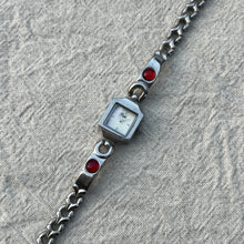 Load image into Gallery viewer, Silver Square Red Gem Vintage Watch
