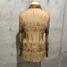 Load image into Gallery viewer, Brown Ombre Popcorn Texture Button Down Long Sleeve Top
