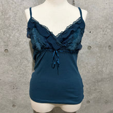 Load image into Gallery viewer, Blue Emerald Fur Lace Chest Cami Top
