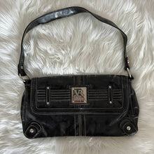 Load image into Gallery viewer, Victoria Roberts Black Patent Leather Flap Shoulder Bag
