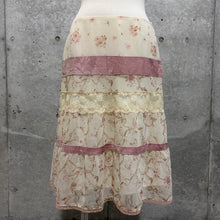Load image into Gallery viewer, Soft Pink Flowers Lovely Tier Midi Skirt
