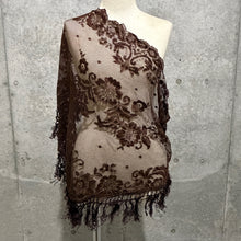 Load image into Gallery viewer, Brown Vintage Floral V Tassels Scarf
