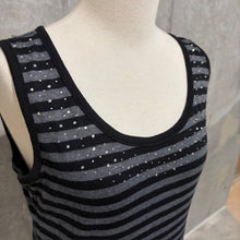 Load image into Gallery viewer, Grey Black Stripes Y2K Rhinestones Chest Tank Top
