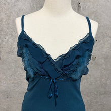 Load image into Gallery viewer, Blue Emerald Fur Lace Chest Cami Top
