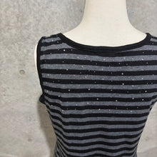 Load image into Gallery viewer, Grey Black Stripes Y2K Rhinestones Chest Tank Top
