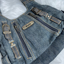 Load image into Gallery viewer, Vintage Washed Denim Blue Pocket Mini Hand Bag
