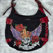 Load image into Gallery viewer, Ed Hardy Rhinestone Skull Shoulder Hand Bag
