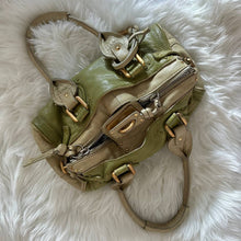 Load image into Gallery viewer, Green Gold Leather Bucket Hand Bag
