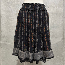 Load image into Gallery viewer, Axes Femme Orange Columns Flowers Black Midi Skirt

