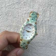 Load image into Gallery viewer, Green Rose Gold Cuff Vintage Watch
