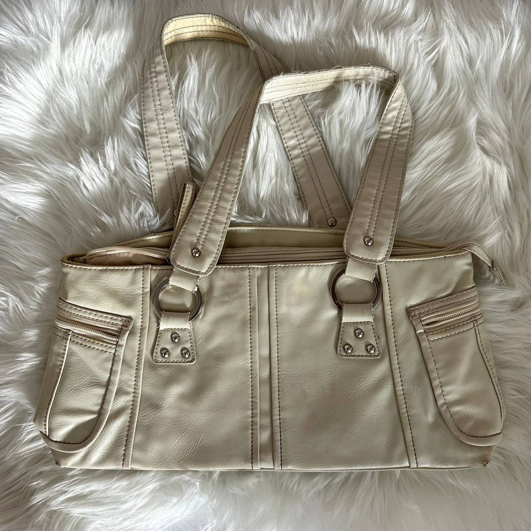 White Cream Leather Worthington Hand Bag