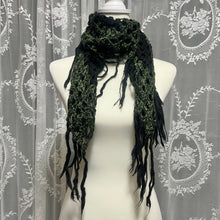 Load image into Gallery viewer, Black Green Crochet Triangle Scarf
