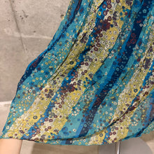 Load image into Gallery viewer, Axes Femme Turquoise Yellow Floral Midi Skirt
