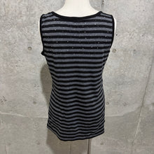 Load image into Gallery viewer, Grey Black Stripes Y2K Rhinestones Chest Tank Top

