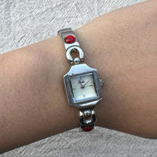 Load image into Gallery viewer, Silver Square Red Gem Vintage Watch

