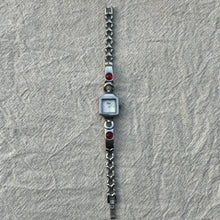 Load image into Gallery viewer, Silver Square Red Gem Vintage Watch
