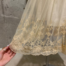 Load image into Gallery viewer, Cream Beige Floral Mesh Overlay Midi Skirt
