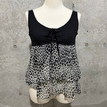 Load image into Gallery viewer, Black Laced Up Chest Y2K Mesh Ruffles Tank Top
