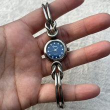 Load image into Gallery viewer, Silver Braided Blue Gem Vintage Watch
