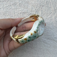 Load image into Gallery viewer, Green Rose Gold Cuff Vintage Watch
