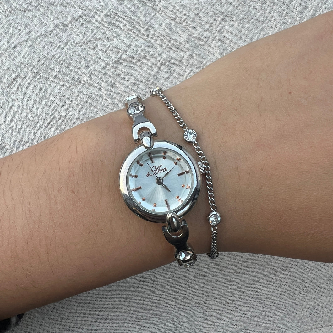 Silver Rhinestone Bracelet Watch