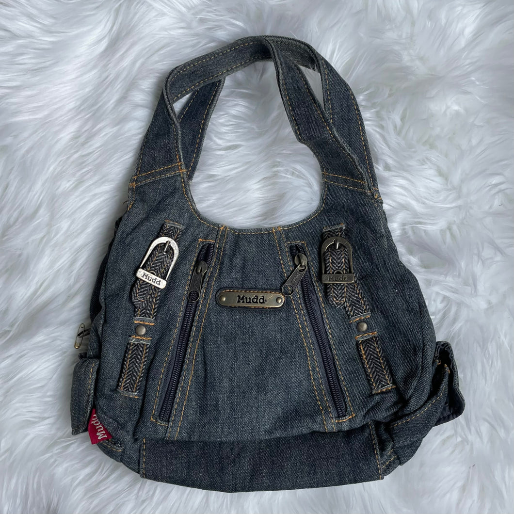 Vintage Washed Denim Blue Pocket Mini Hand Bag