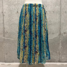 Load image into Gallery viewer, Axes Femme Turquoise Yellow Floral Midi Skirt
