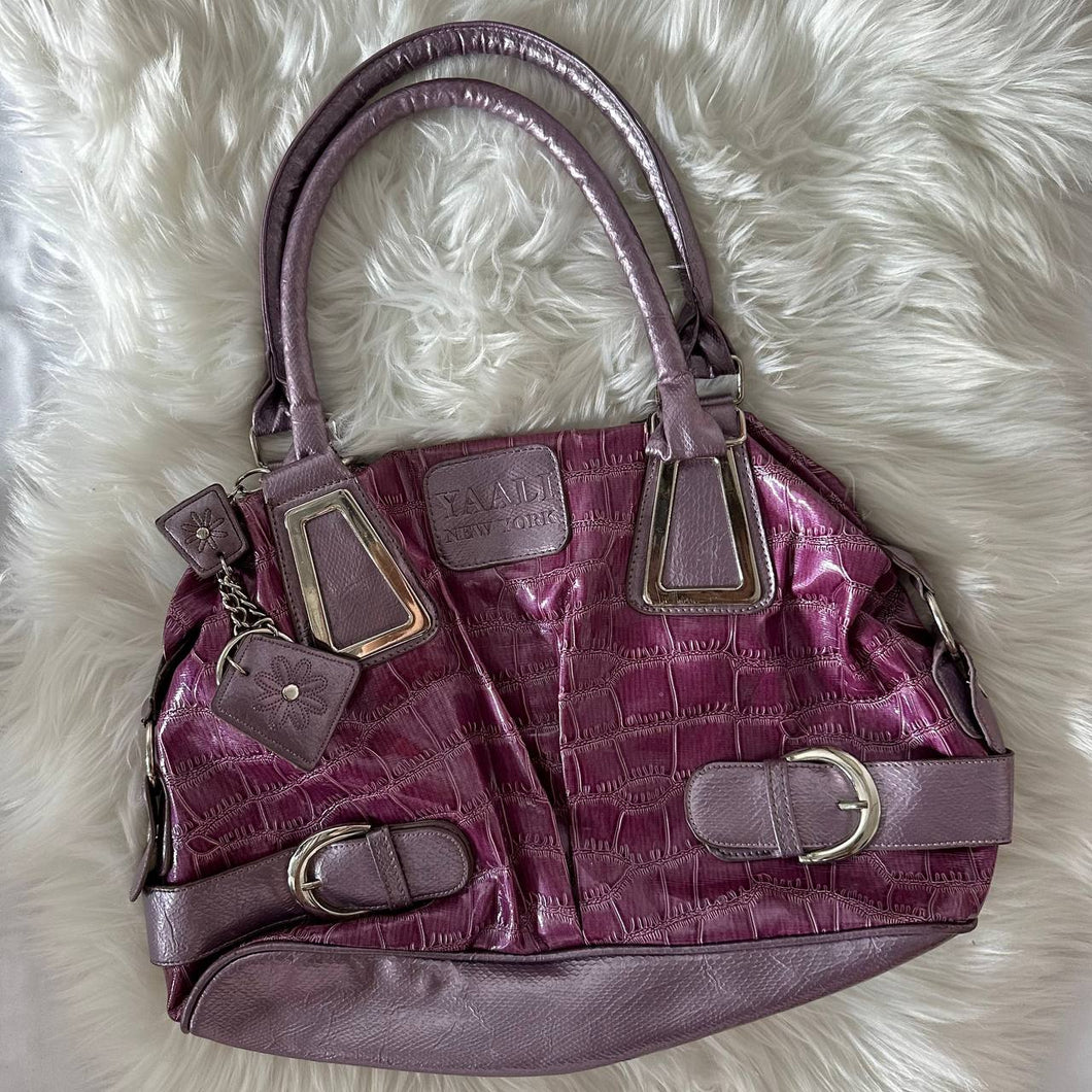 Purple Daisy Patent Leather Hand Bag