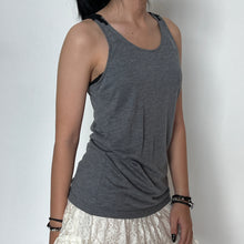 Load image into Gallery viewer, COLZA Y2K Grey Black Lace Strap Tank Top
