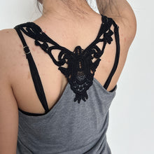 Load image into Gallery viewer, COLZA Y2K Grey Black Lace Strap Tank Top
