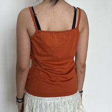 Load image into Gallery viewer, Burnt Orange Lace Ruched Chest Cami Top
