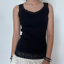 Load image into Gallery viewer, Black Lace Trimmed Ribbed Cami Top
