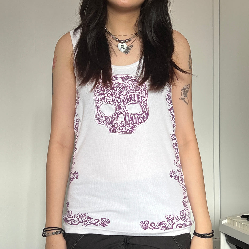 Harley Davidson Purple Skull Paisley Tank Top