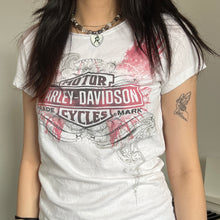 Load image into Gallery viewer, Harley Davidson Grunge Pink Grey Graphics White Shirt Top
