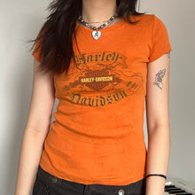 Load image into Gallery viewer, Harley Davidson Grunge Orange Guitar Shirt Top
