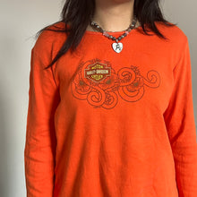 Load image into Gallery viewer, Harley Davidson 2006 Orange Flowers Spiral Long Sleeves Top
