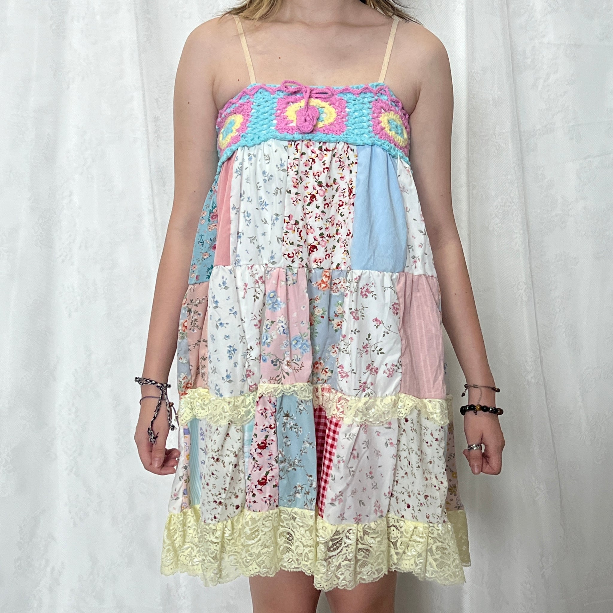 Rainbow Dash Crochet Patchwork Mini Dress – re.drmg