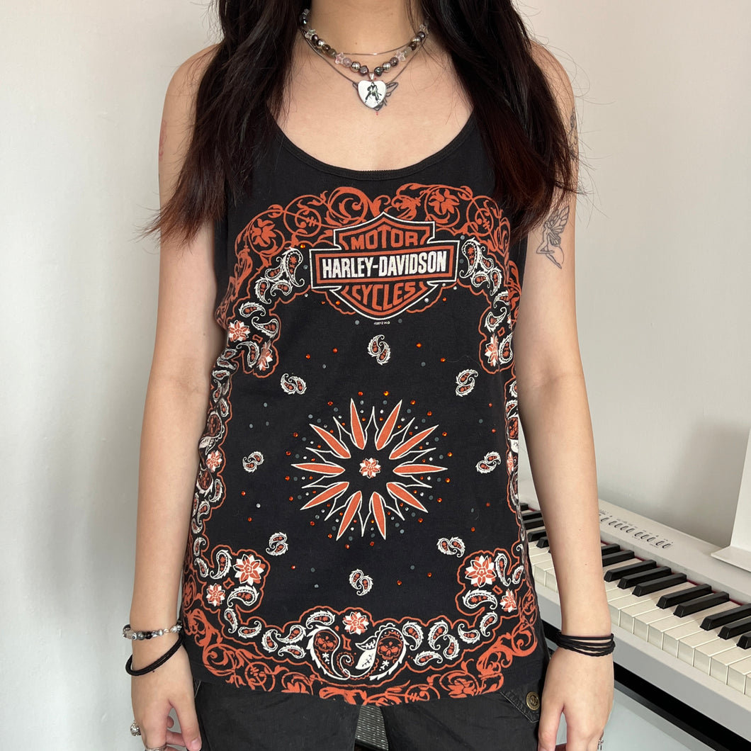 Harley Davidson Orange Paisley Bandana Tank Top