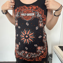 Load image into Gallery viewer, Harley Davidson Orange Paisley Bandana Tank Top
