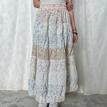 Load image into Gallery viewer, Pastel Summer Top Dusty Purple Blue Bottom Tiered Skirt
