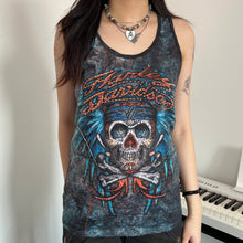 Load image into Gallery viewer, Harley Davidson Grunge Watercolour Skull Tank Top
