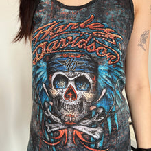 Load image into Gallery viewer, Harley Davidson Grunge Watercolour Skull Tank Top
