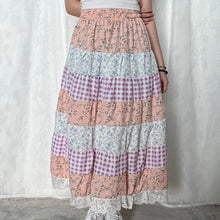 Load image into Gallery viewer, Pastel Purple Gingham Plaid Tiered Skirt
