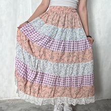 Load image into Gallery viewer, Pastel Purple Gingham Plaid Tiered Skirt
