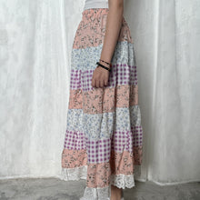 Load image into Gallery viewer, Pastel Purple Gingham Plaid Tiered Skirt
