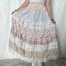 Load image into Gallery viewer, Pastel Summer Top Pink Plaid Tiered Skirt
