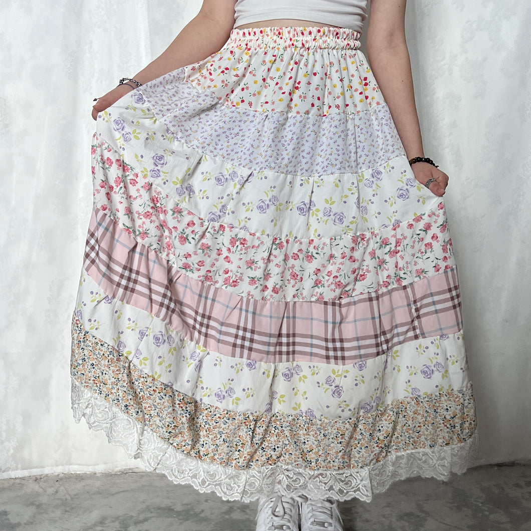 Pastel Summer Top Pink Plaid Tiered Skirt