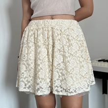 Load image into Gallery viewer, Cream Floral Mesh Mini Skirt
