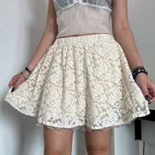 Load image into Gallery viewer, Cream Floral Mesh Mini Skirt
